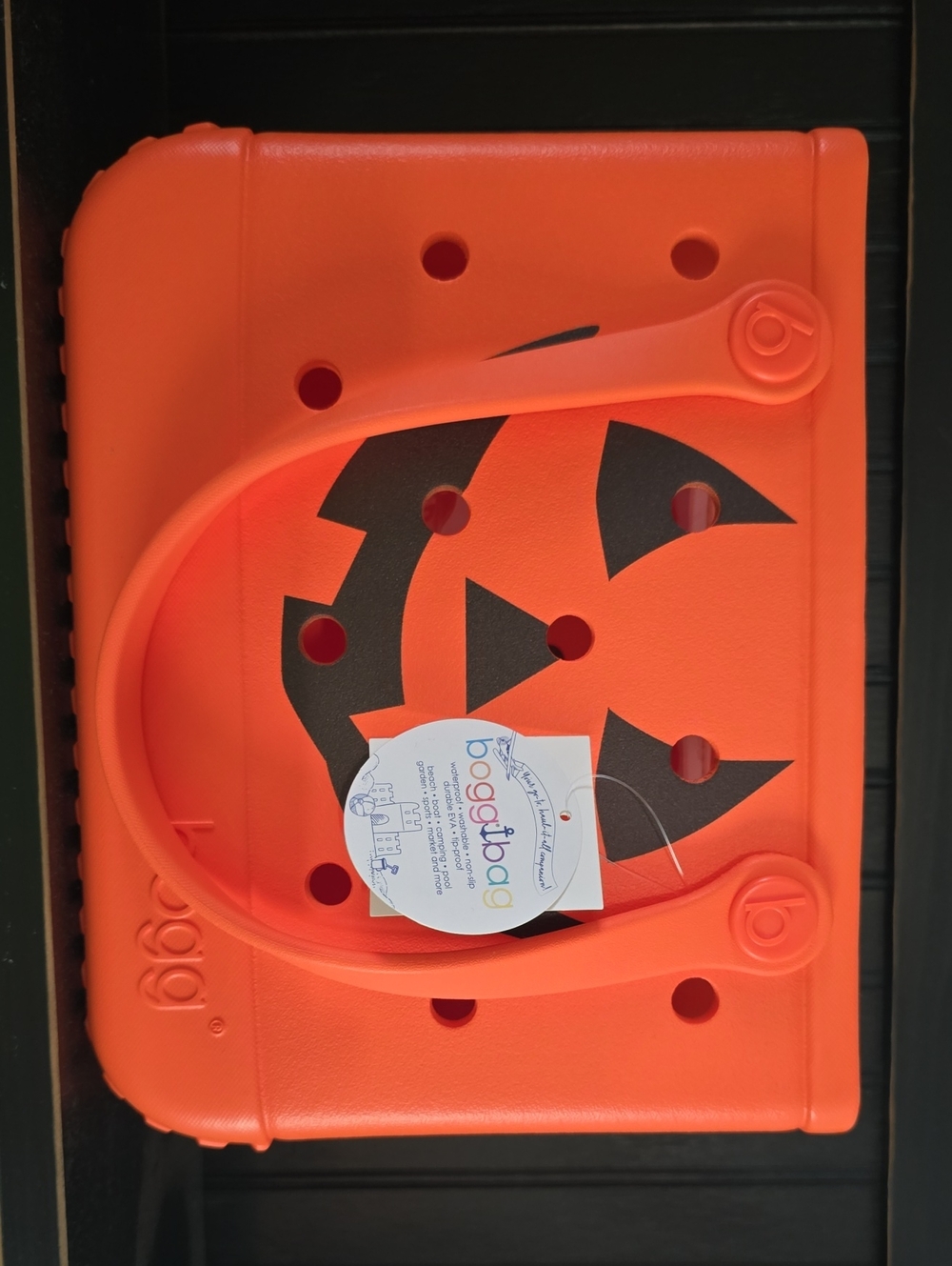 BITTY BOGG BAG Bright Orange Tote with Black Pumpkin Face